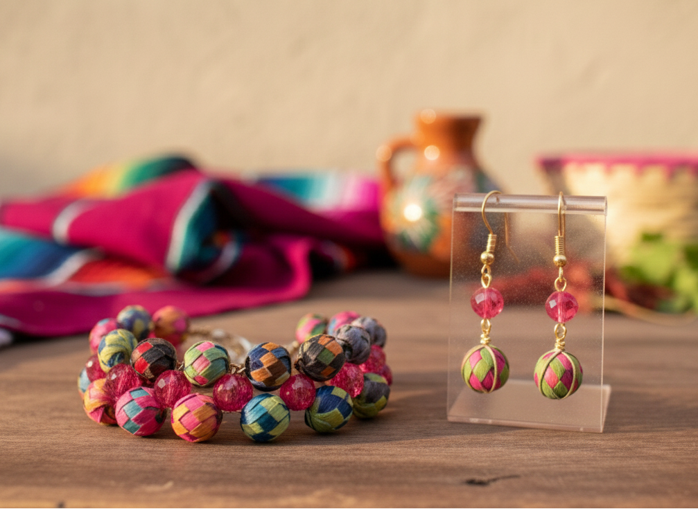 Multi-Color Palm Bead & Crystal Jewelry Set