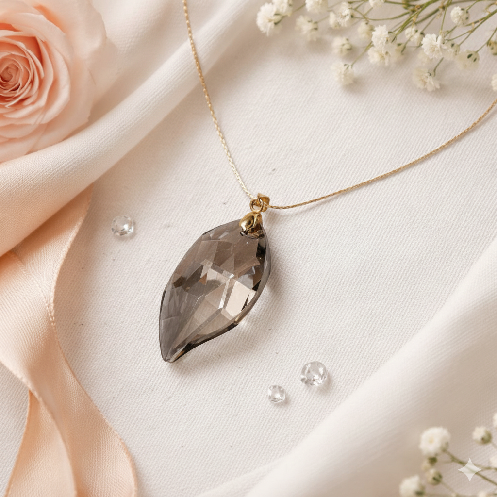 Smoky Leaf Crystal Pendant