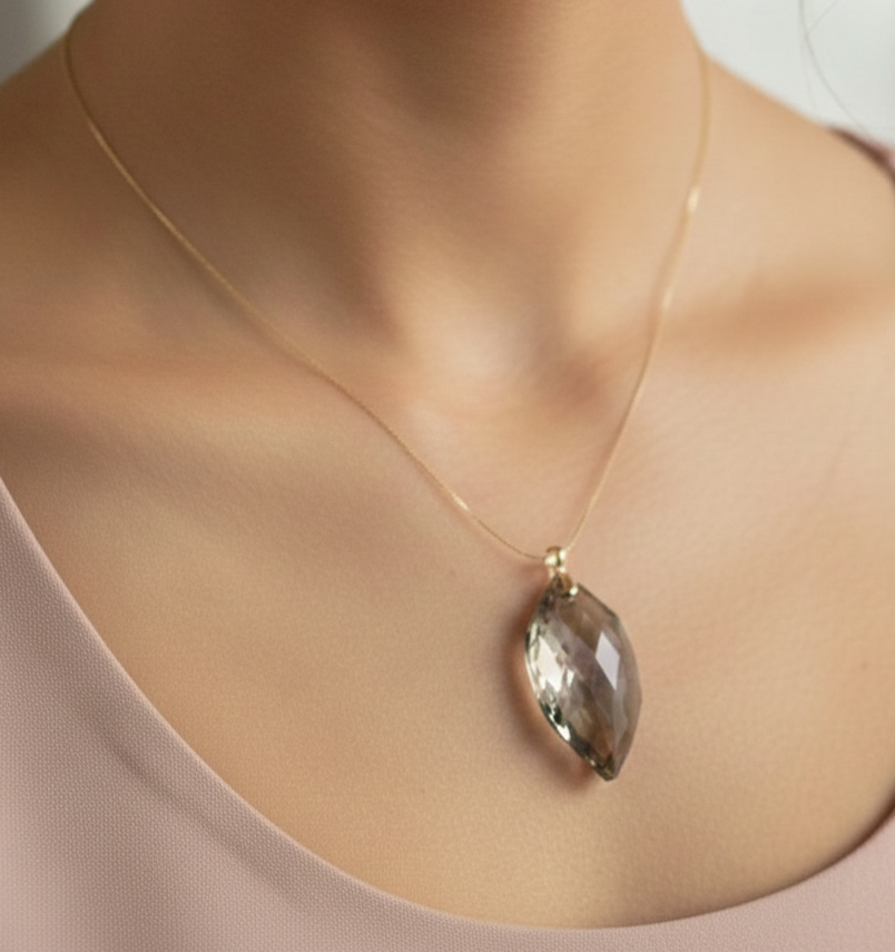 Smoky Leaf Crystal Pendant