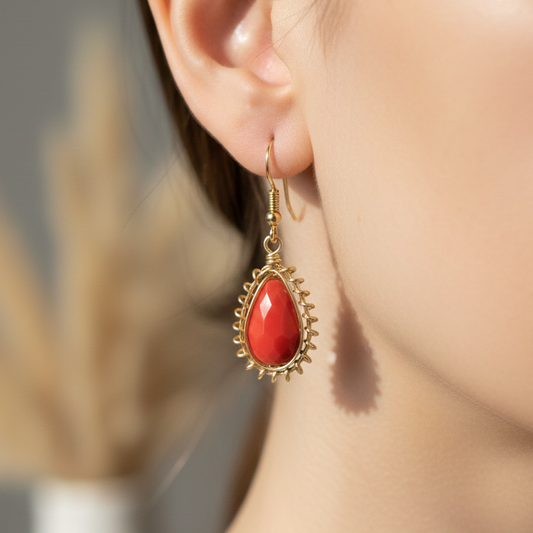 Red Aura Teardrop Earrings